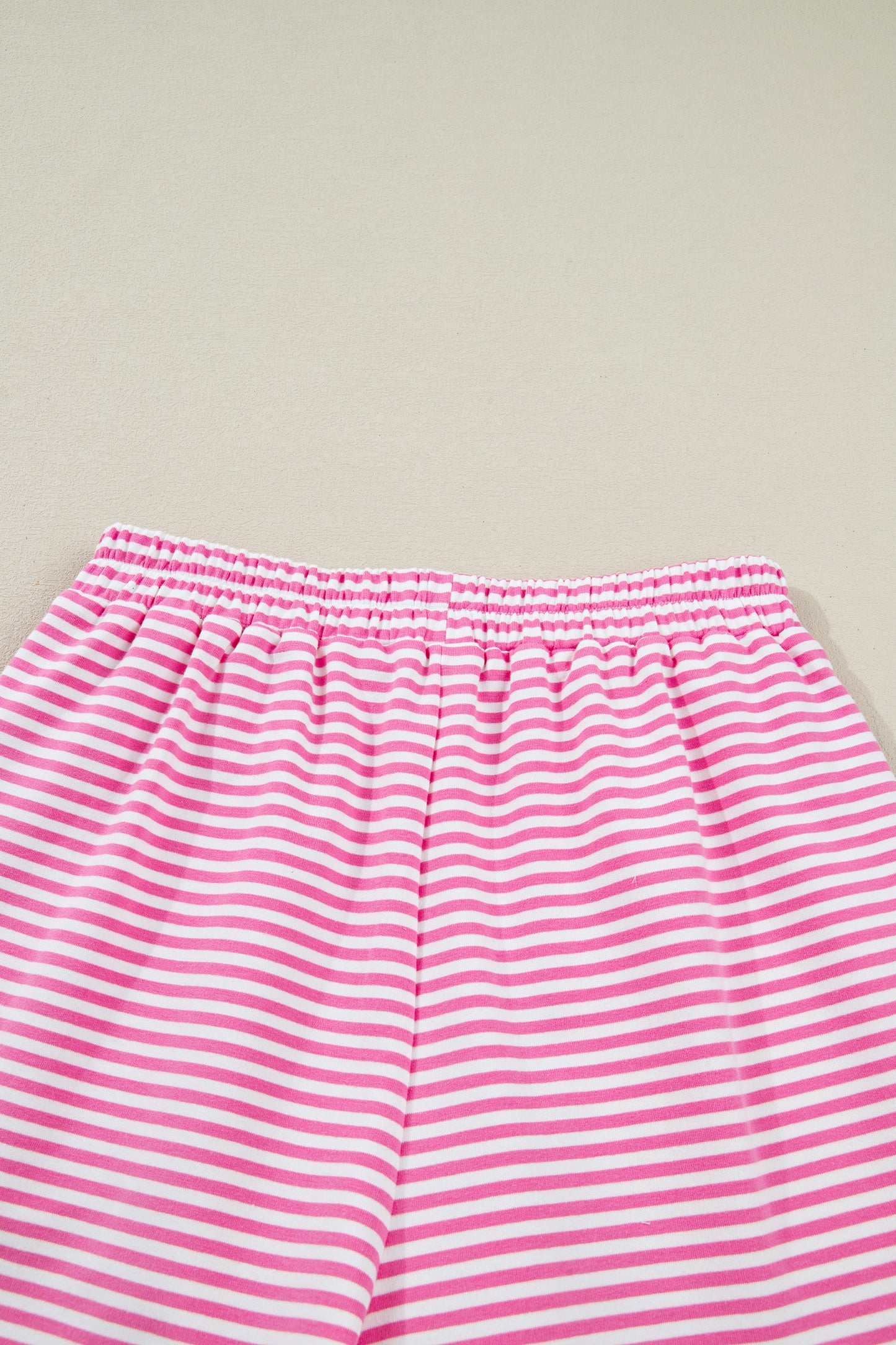 Pink Stripe Oversize Mock Neck Sweatshirt and Shorts Set