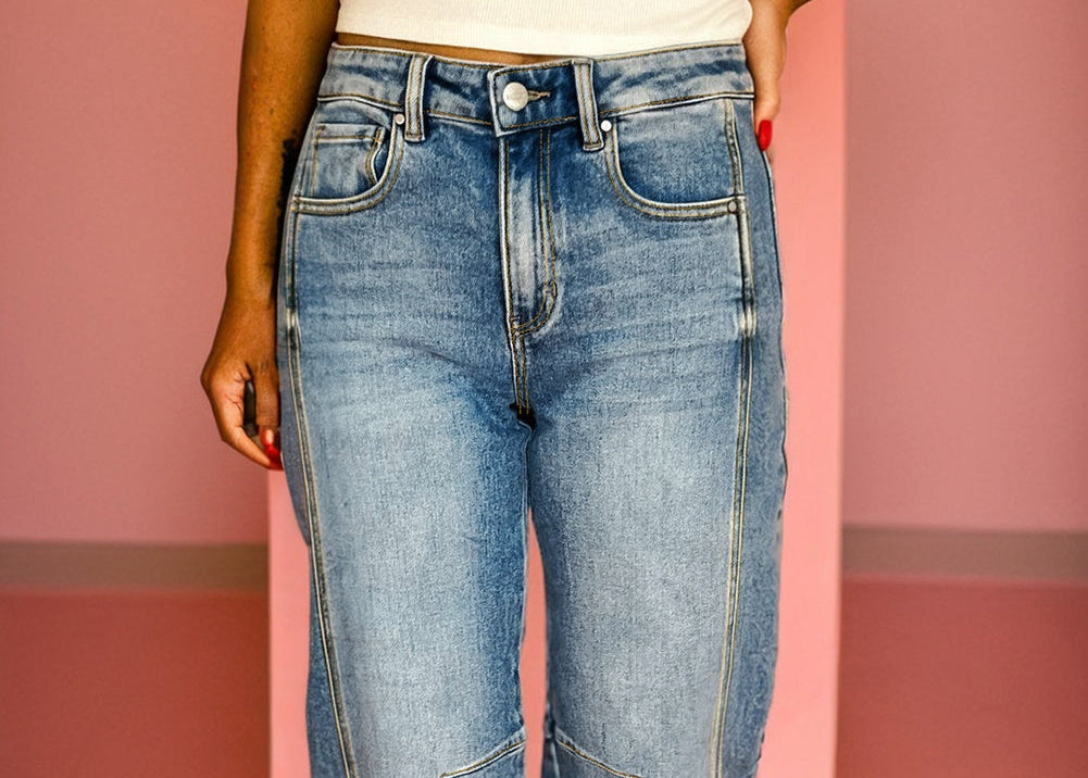 Dusk Blue Vintage Washed Seam Detail Shift Jeans