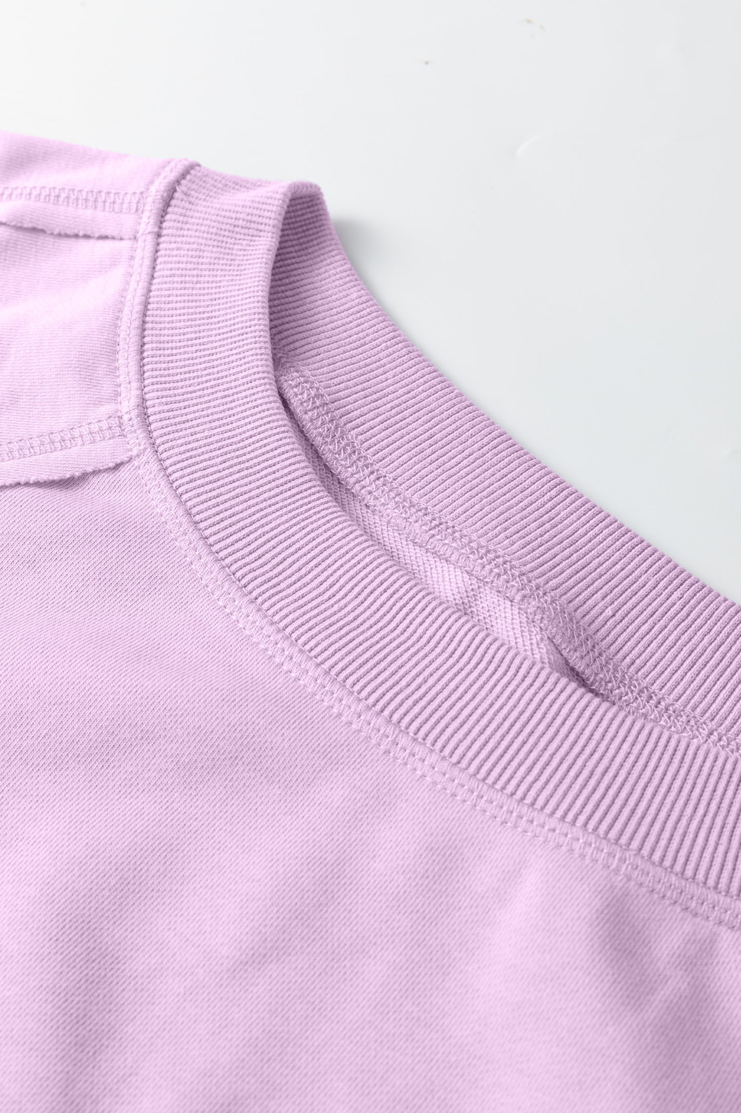 Orchid Petal Solid Color Raw Seam Patchwork Baggy Sweatshirt