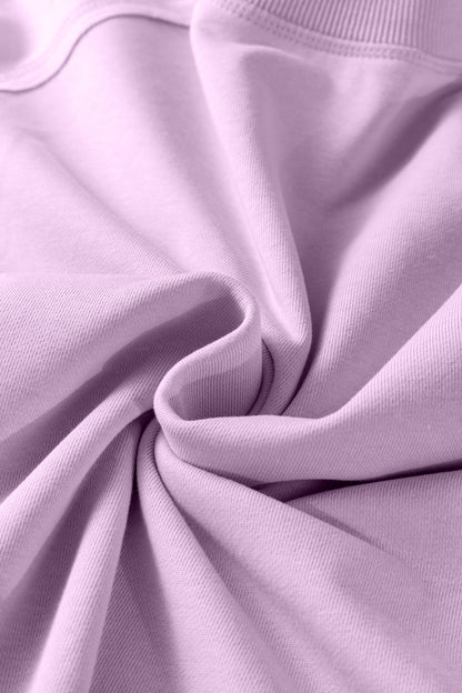 Orchid Petal Solid Color Raw Seam Patchwork Baggy Sweatshirt