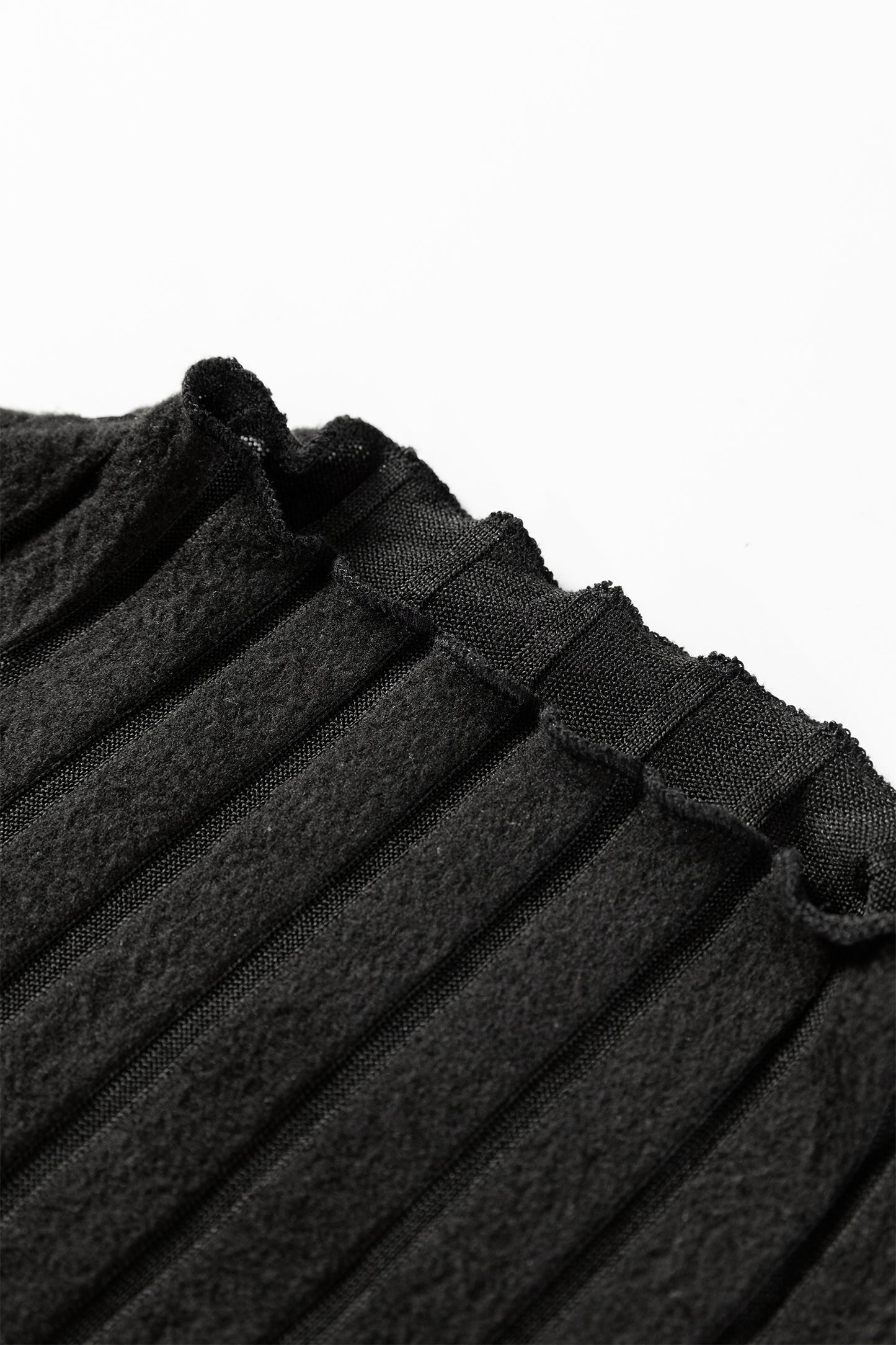 Black Ribbed Knit Slim Bodice Contrast Flared Skirt Patchwork Belted Dress