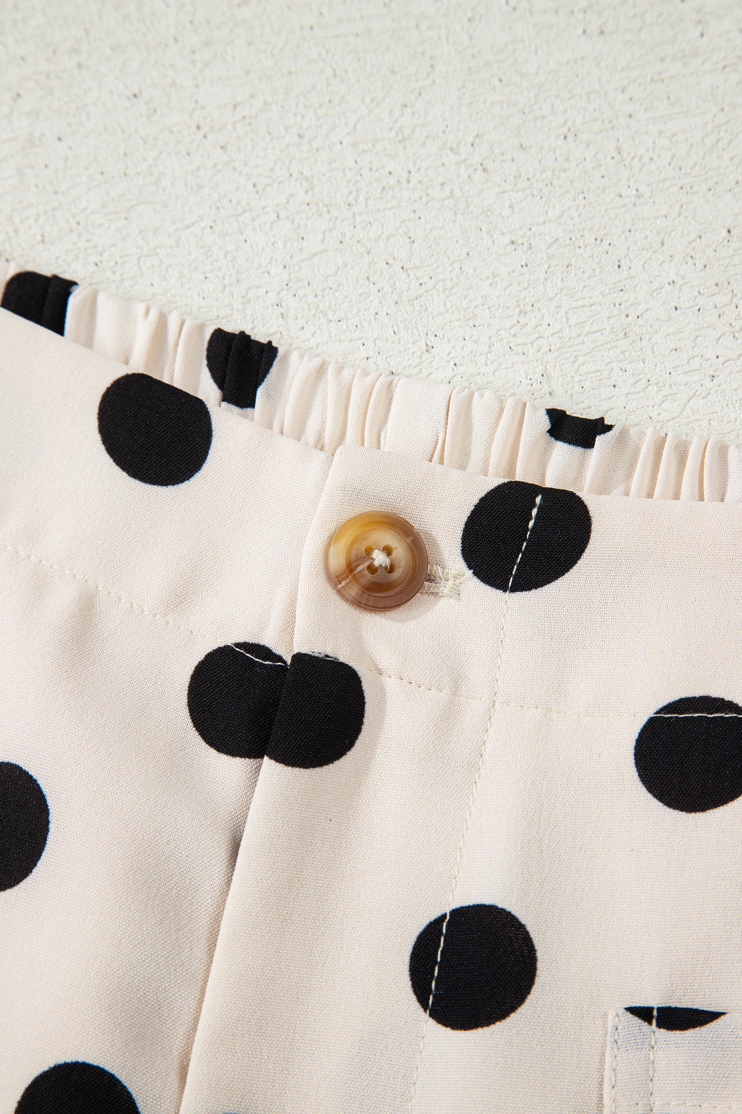 White Polka Dot Print Patched Pocket Loose Pants