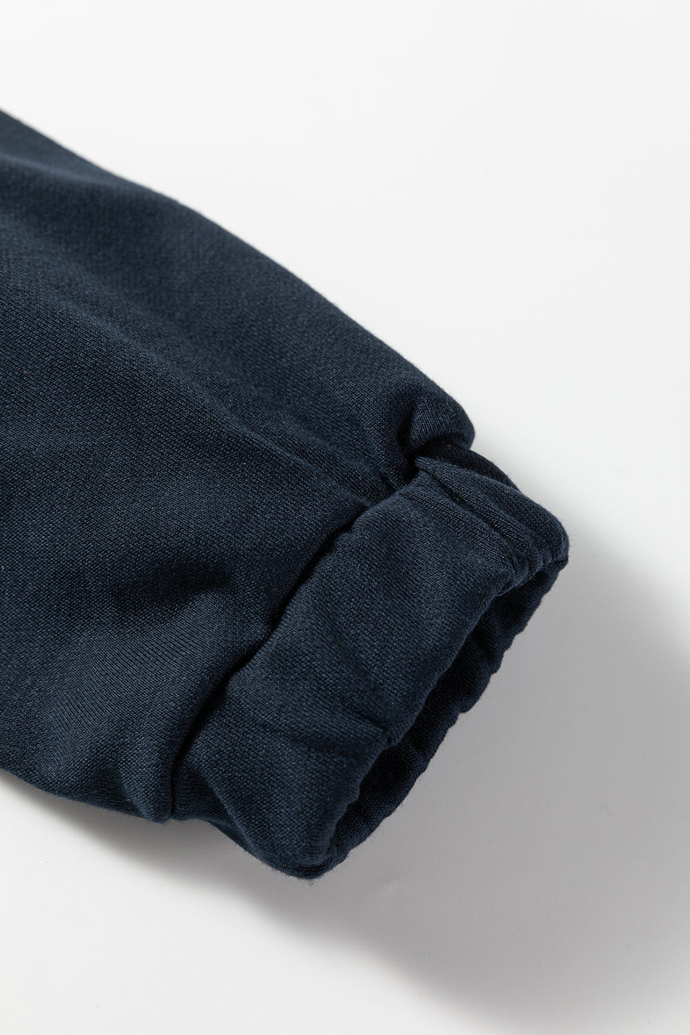 Navy Blue Color Block Patchwork Half Button Pullover and Shorts 2pcs Outfit