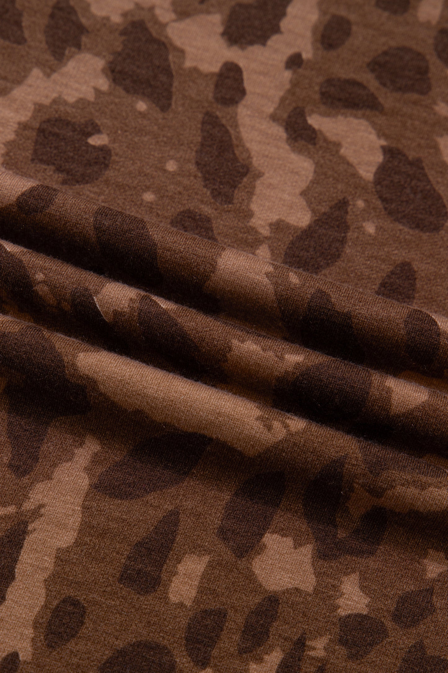 Brown Contrast Striped Accent Leopard Short Set