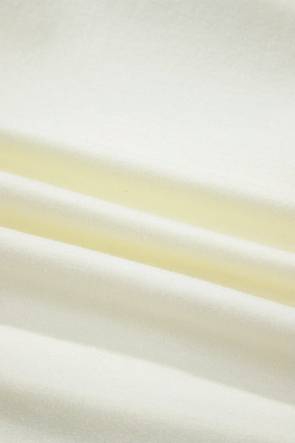 Beige Color Block Floral Patchwork Big Flower Accent Relaxed Top