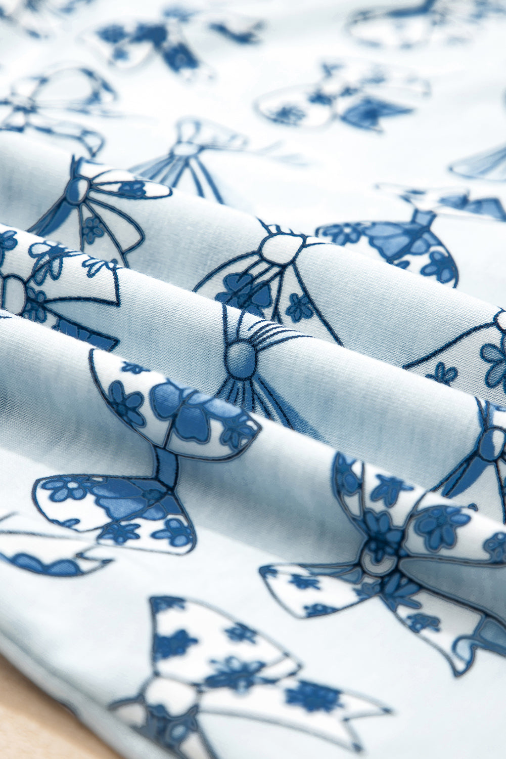 Sky Blue Bow Print Short Pajama Set