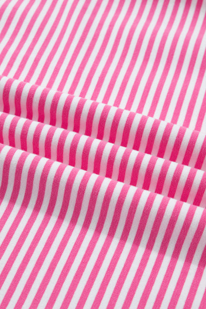 Pink Stripe Oversize Mock Neck Sweatshirt and Shorts Set