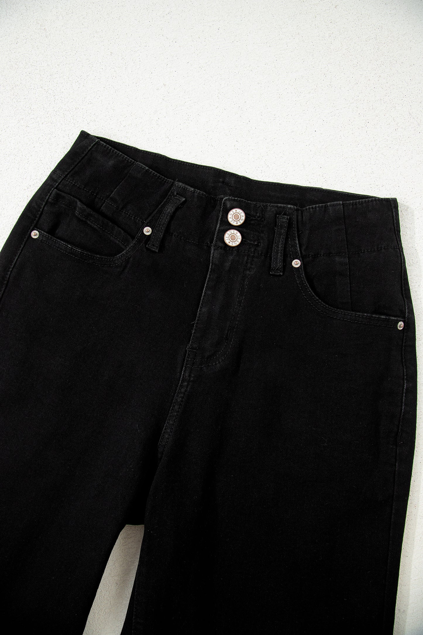 Black 2-Button High Waist Flared Bottom Jeans