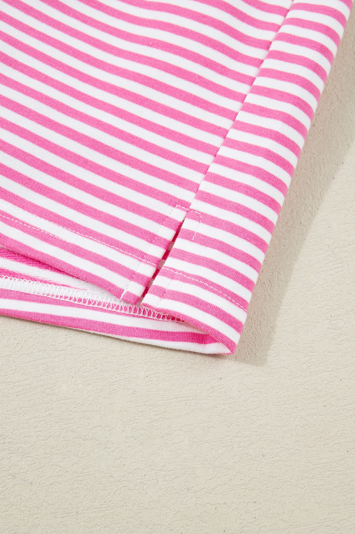 Pink Stripe Oversize Mock Neck Sweatshirt and Shorts Set