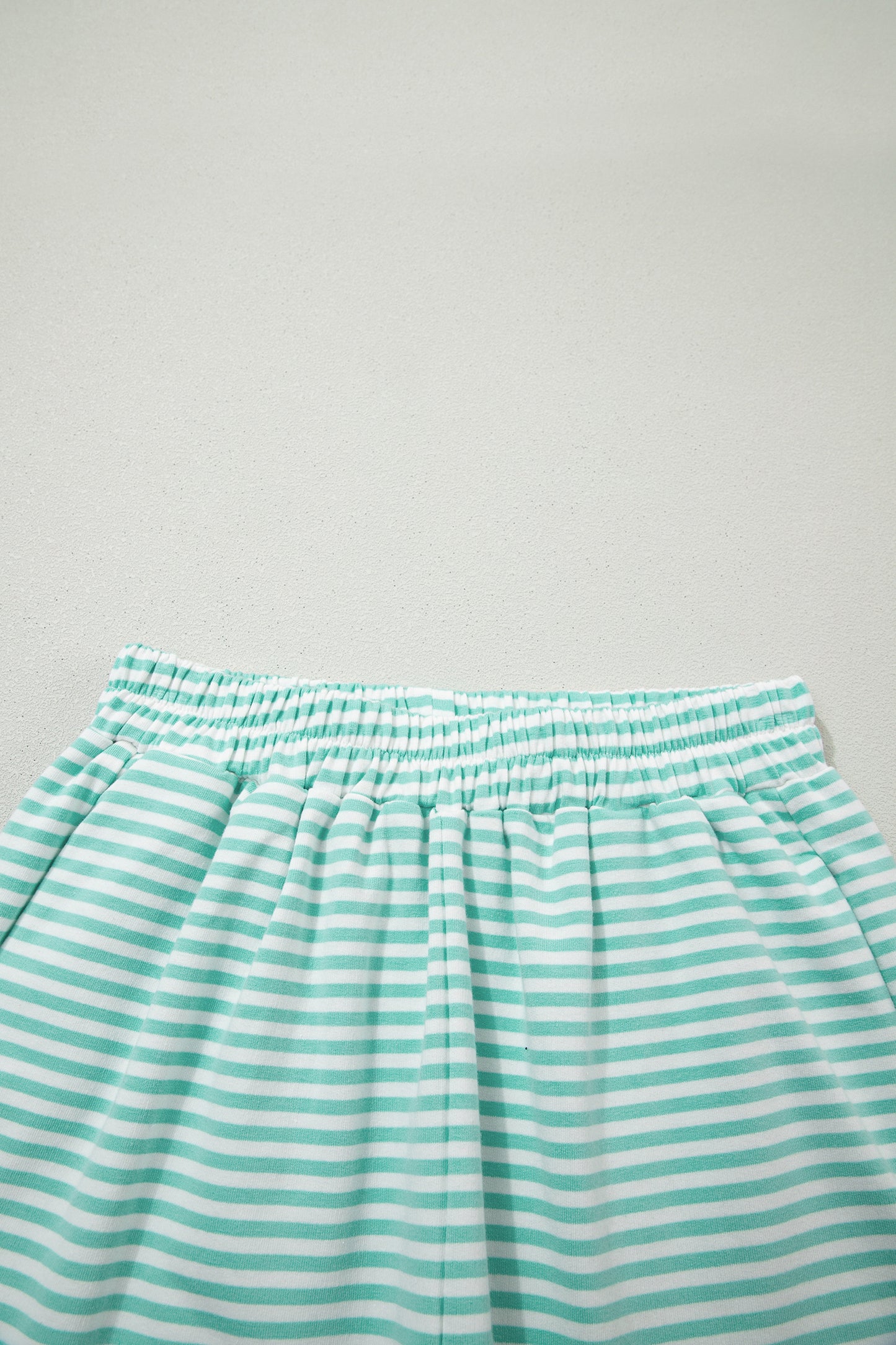 Green Stripe Oversize Mock Neck Sweatshirt and Shorts Set