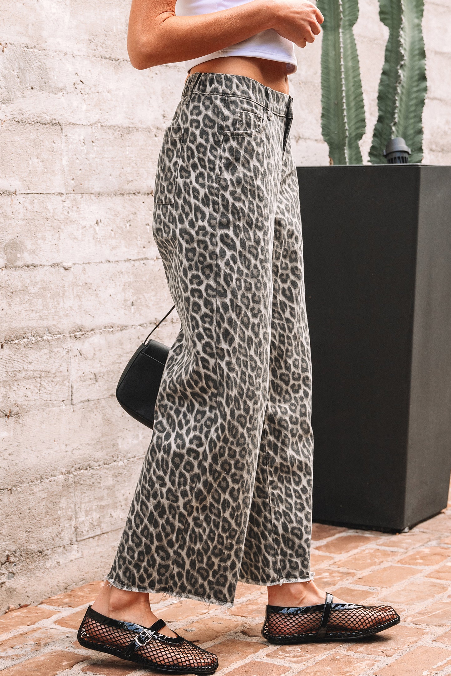 Yellow Leopard Straight Loose Leg Jeans