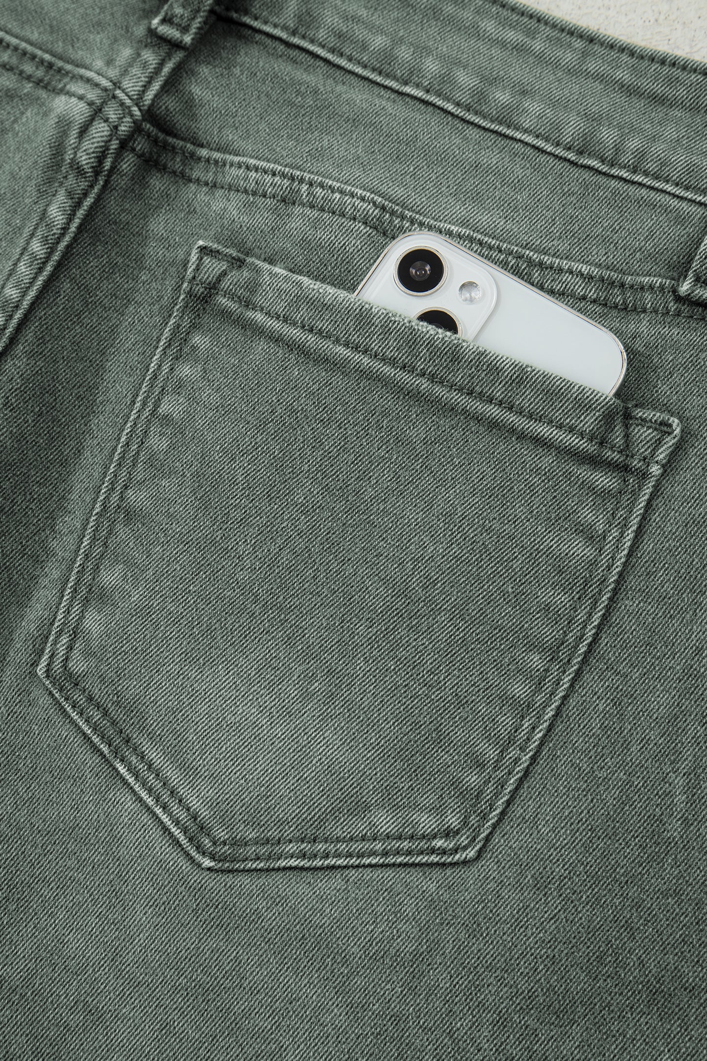 Four Leaf Clover Slight Distressed Raw Edge Wide Leg Jeans