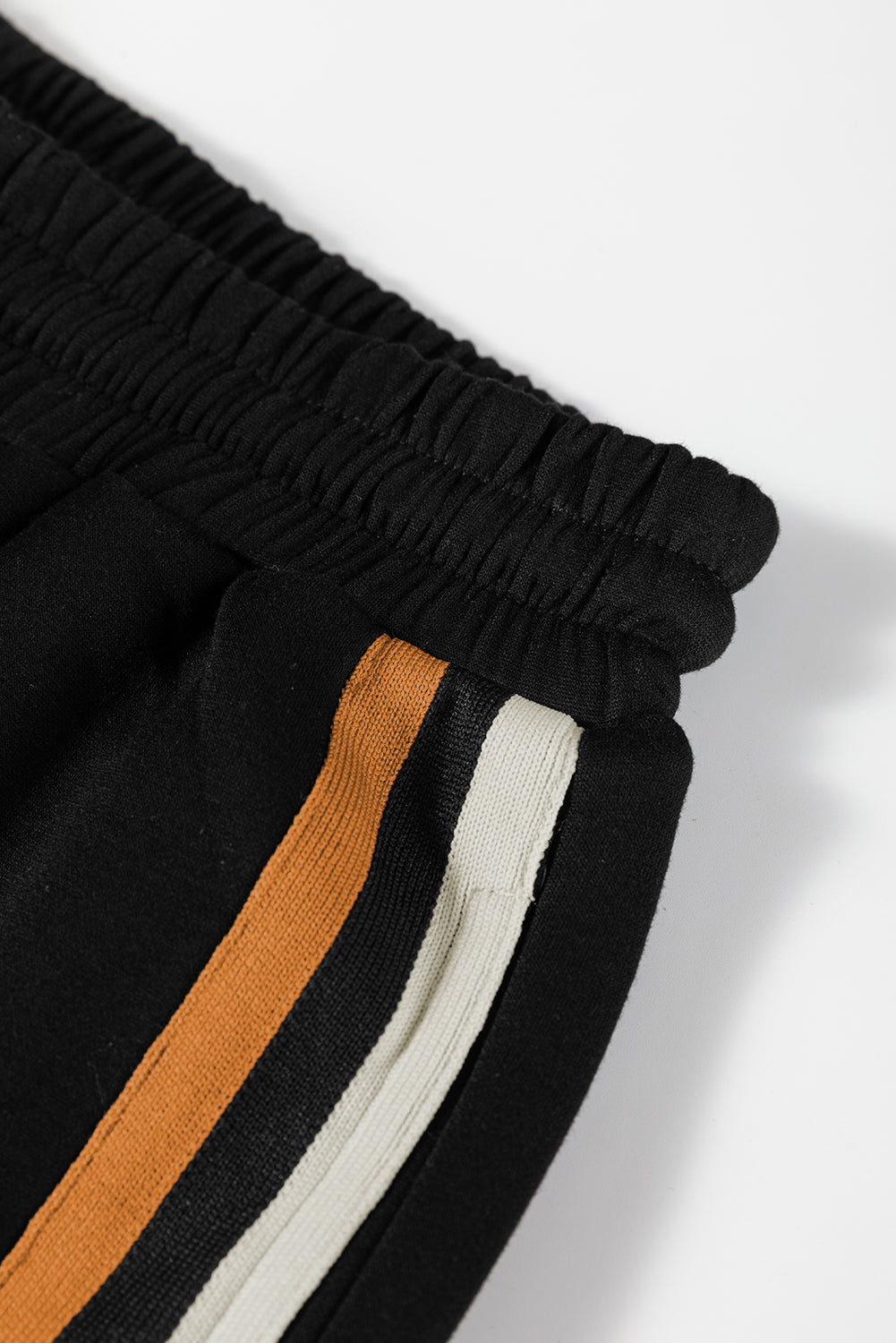 Black Striped Patchwork Quarter Zip Pullover Loose Pant Set