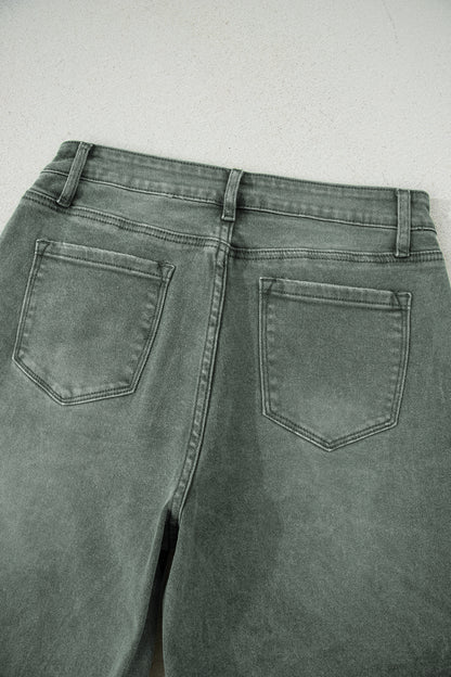 Four Leaf Clover Slight Distressed Raw Edge Wide Leg Jeans