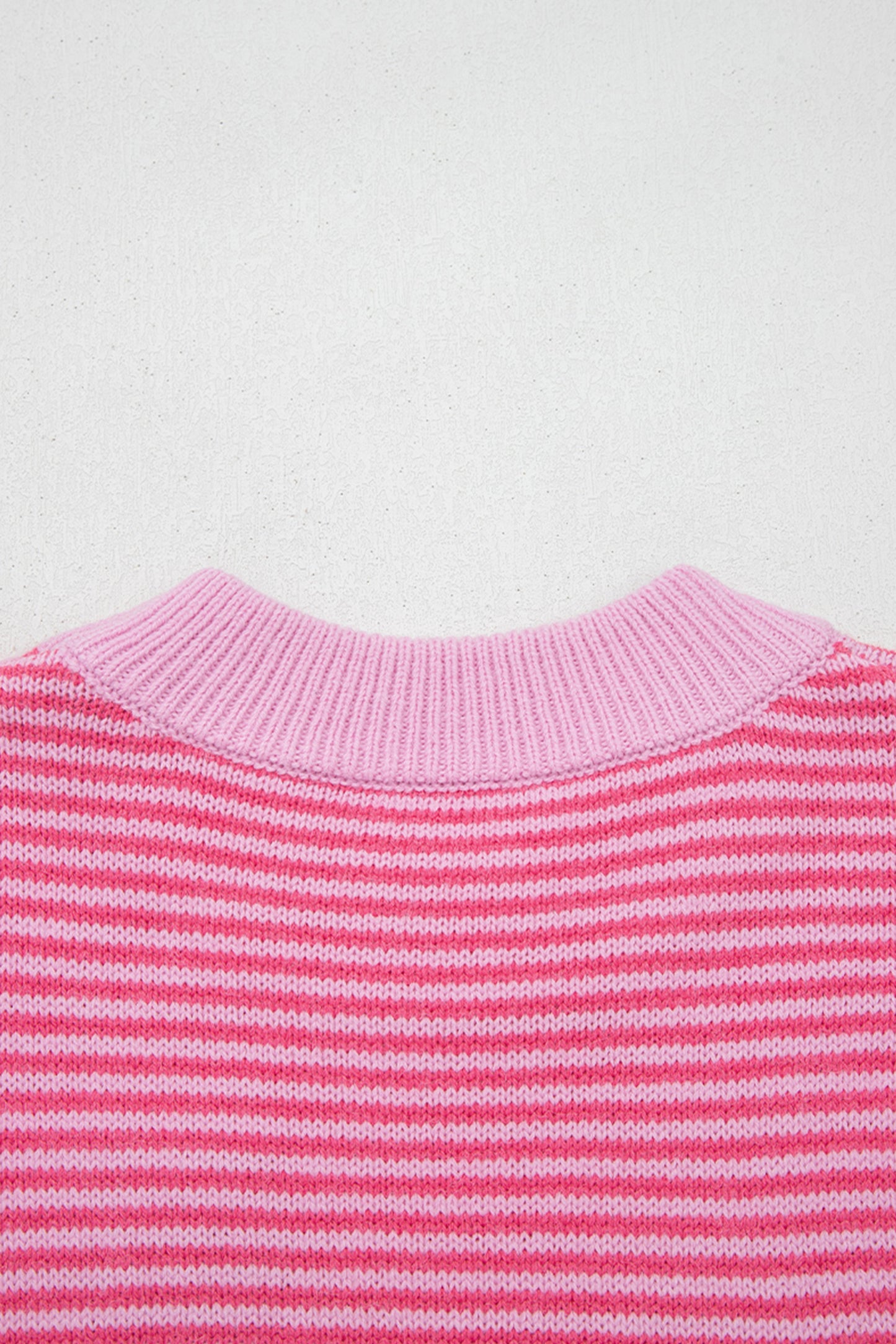 Rose Stripe Contrast Heart Pattern Valentine Knit Sweater