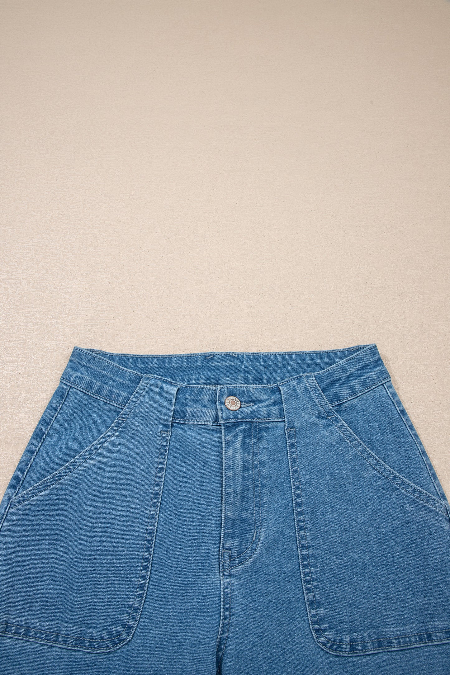 Dusk Blue Retro Washed Patch Pocket Loose Jeans