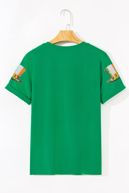 Bright Green Sequin St Patricks Day Hat Relaxed T Shirt