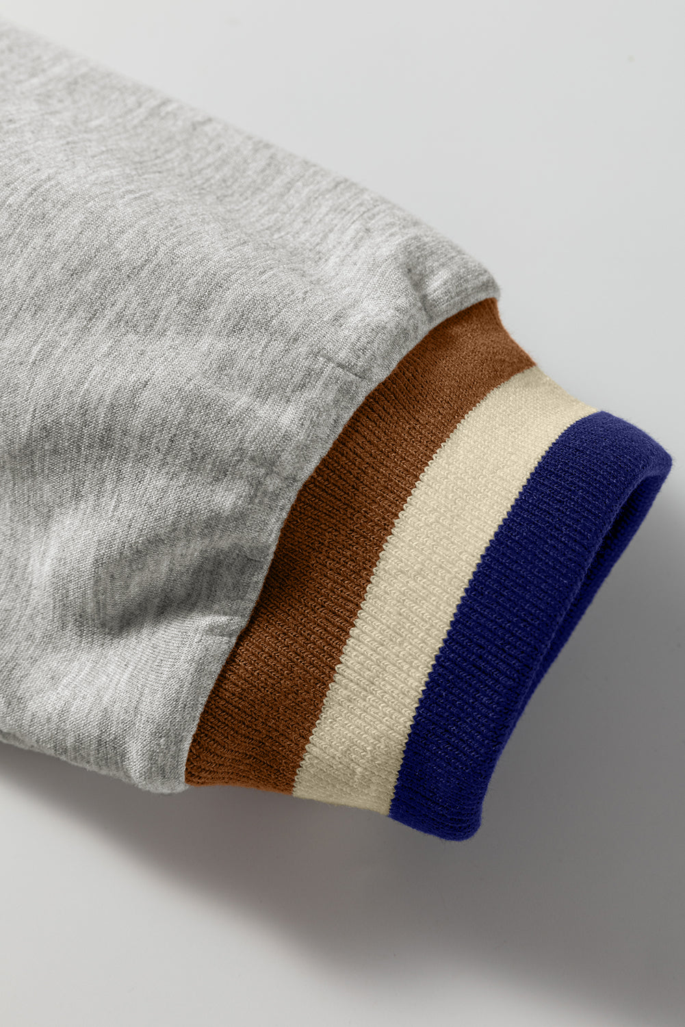 Gray Striped Patchwork Quarter Zip Pullover Loose Pant Set