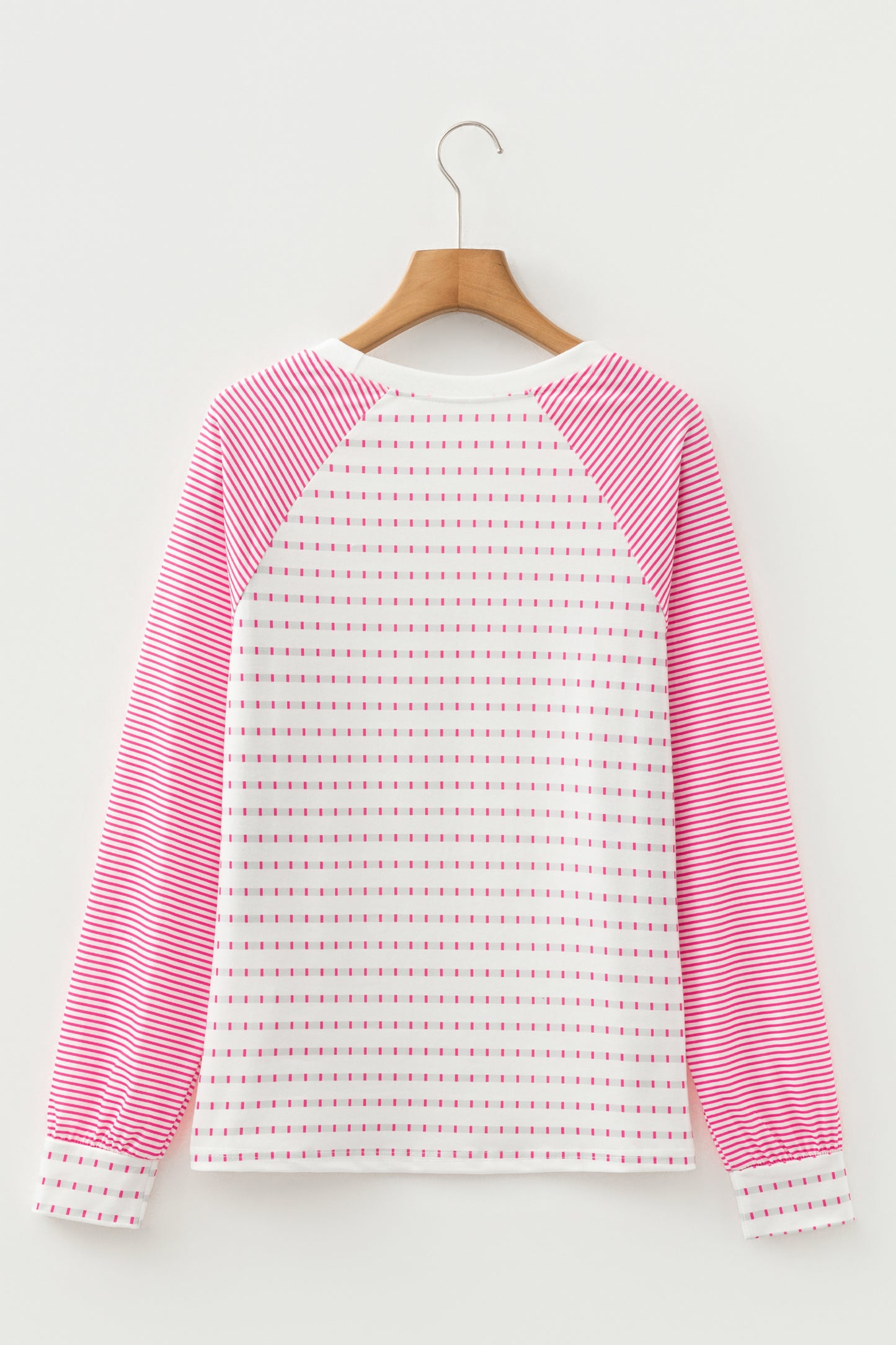 Rose Stripe Raglan Patchwork Long Sleeve Tee
