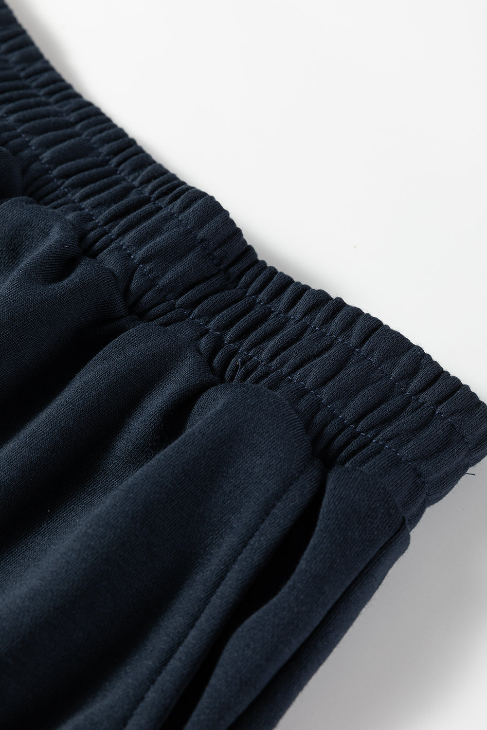 Navy Blue Color Block Patchwork Half Button Pullover and Shorts 2pcs Outfit