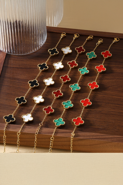 Green St Patricks Four Leaf Clover Chain Bracelet