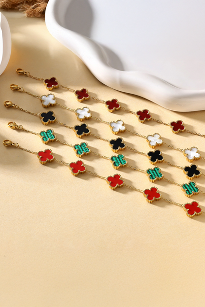 Green St Patricks Four Leaf Clover Chain Bracelet