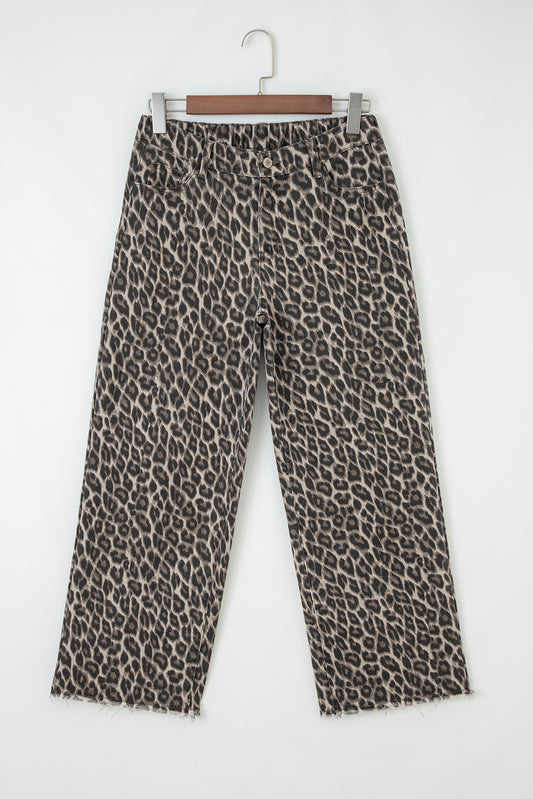 Yellow Leopard Straight Loose Leg Jeans